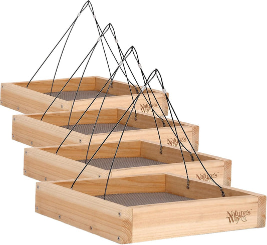 Nature's Way Bird Products CWF3 Cedar Platform Tray Bird Feeder 12" x 12" (Pack of 4)