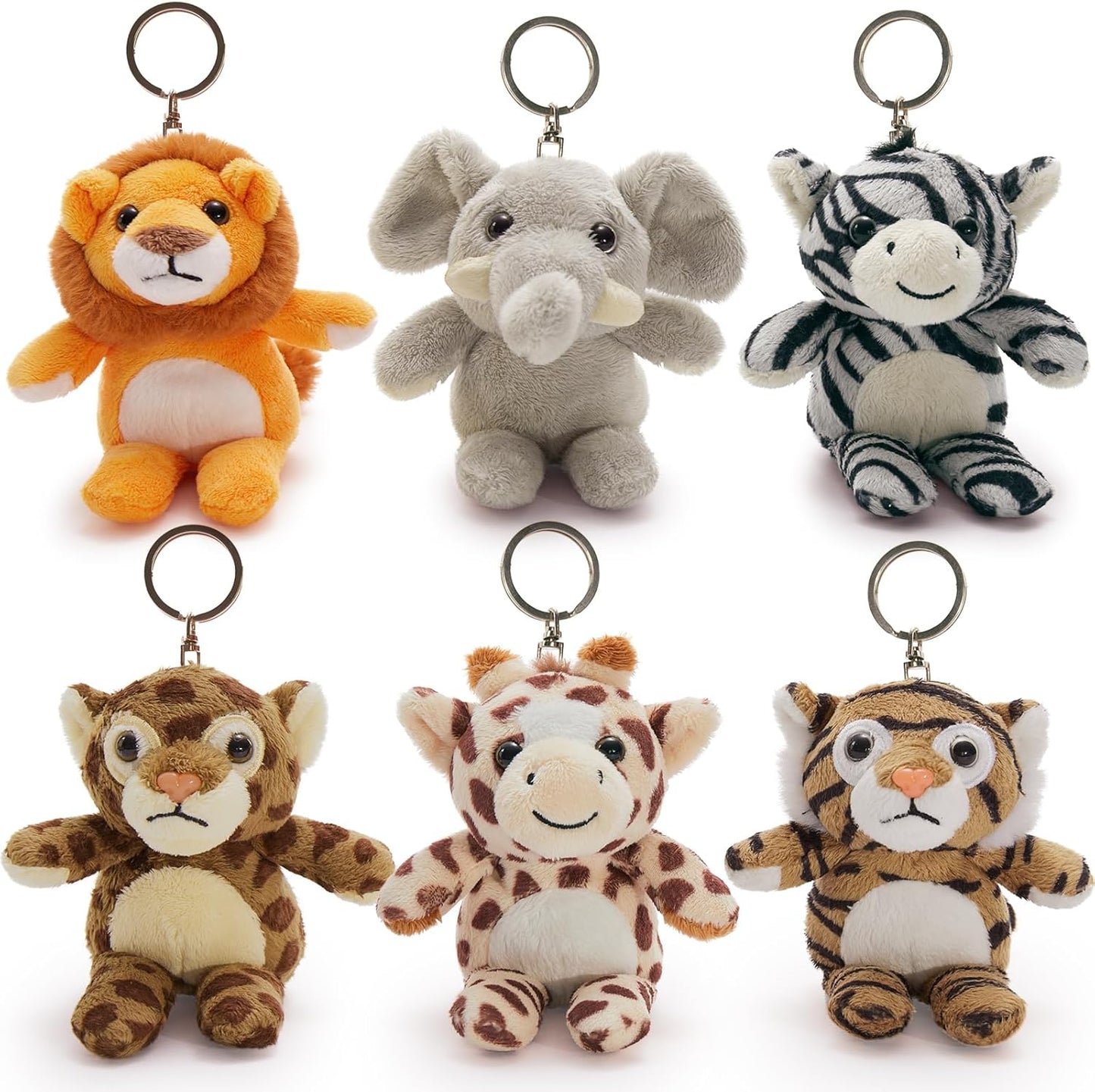 Tezituor 6-Pack Small Stuffed Animals Bulk Plush Toys, 6" Mini Cute Stuffed Animal Keychains for Kids, Mini Plushies Bulk Stuffed Animals for Christmas, Easter, Birthday, Party and Decor