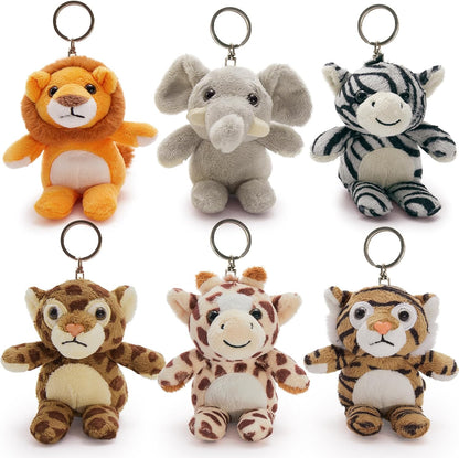 Tezituor 6-Pack Small Stuffed Animals Bulk Plush Toys, 6" Mini Cute Stuffed Animal Keychains for Kids, Mini Plushies Bulk Stuffed Animals for Christmas, Easter, Birthday, Party and Decor