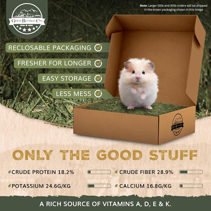 40lb Farm Fresh, USA Grown, Organic Alfalfa Hay for Rabbits, Guinea Pigs, Chinchillas, Goats, Hamsters & Ferrets - Small Animal Food Rich in Protein & Fiber - Just Dried, Hand-Selected