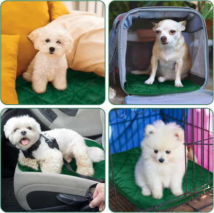 4 Pack Self Heating Cat Pad Self Warming Dog Mat Reflects Body Heat Extra Warm Thermal Pet Pad Washable Dog Cat Bed Crate Bed Mat Blanket(Dark Green,16 x 20 Inch)