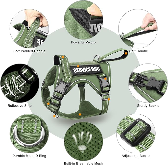 WINSEE Tactical Dog Harness, No Pull Dog Harness for Medium Large Dogs with Handle & Molle, Military Service Dog Vest Harness in Training Pet Harness for Small Dogs