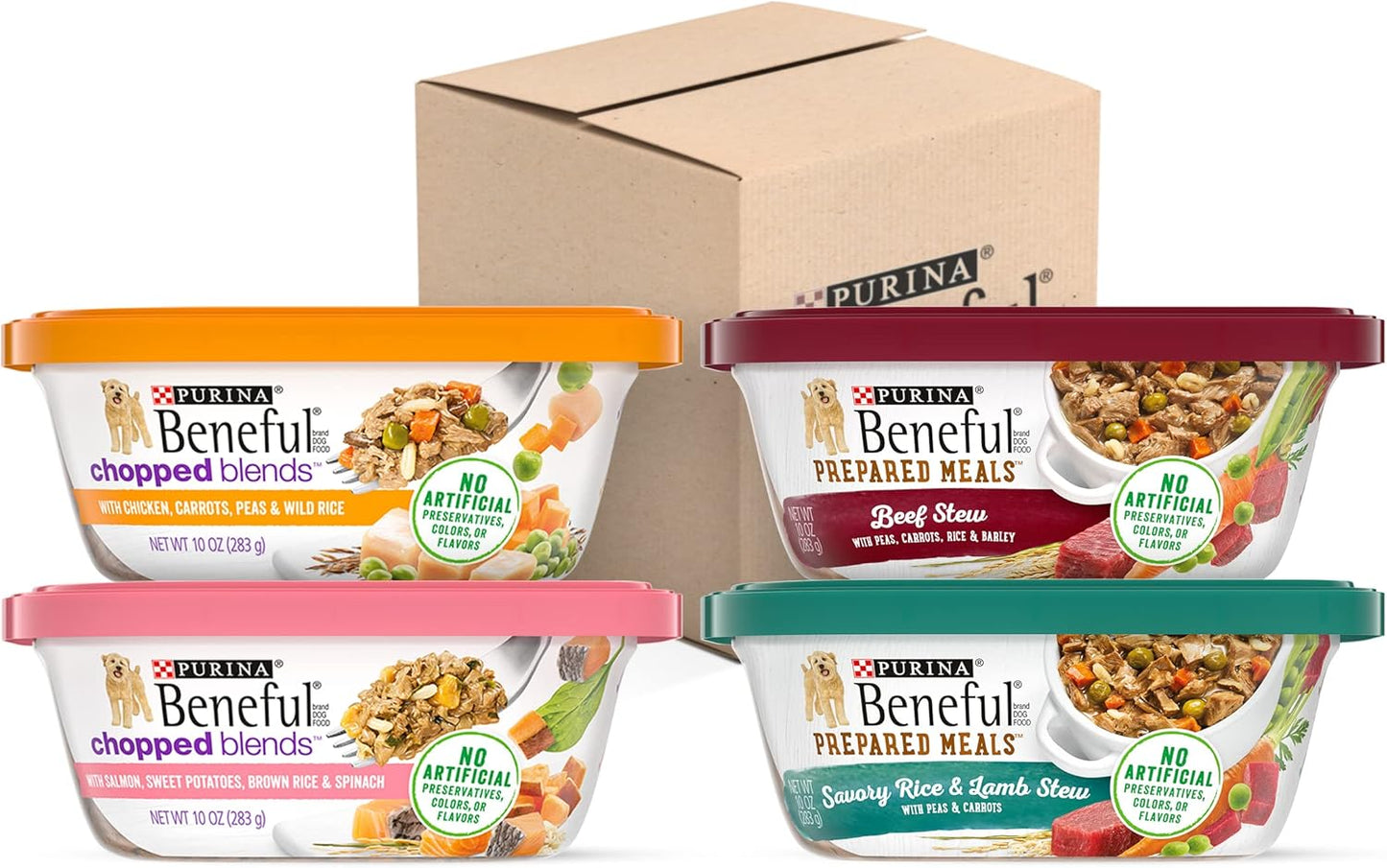 Purina Beneful Wet Dog Food Variety Pack, Prepared Meals & Chopped Blends - (16) 10 oz. Tubs