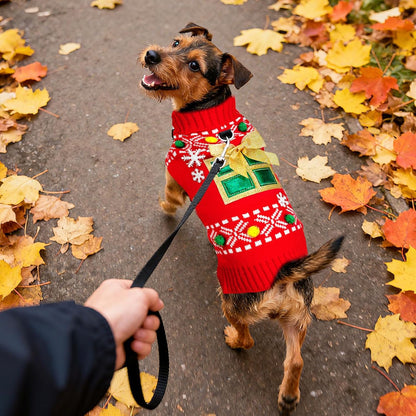 PETCARE Dog Christmas Sweater Clothes Cute Red Present Snowflake Xmas Dogs Costume Warm Knitted Puppy Sweaters Vest Christmas Dog Clothes Outfit for Small Medium Large Dogs Cats Pet Pullover