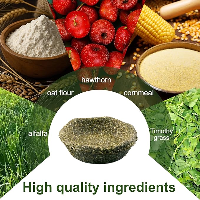 5 Pack Furry Timothy Hay Chewing Bowl for Guinea Pig & Bunnies,Edible Guinea Pig Food,Guinea Pig Toys, Bunny Toys