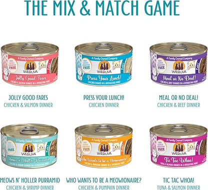 Weruva Wet Cat Food, The Mix and Match Game Pate Variety Pack, 3oz Can, Pack of 18