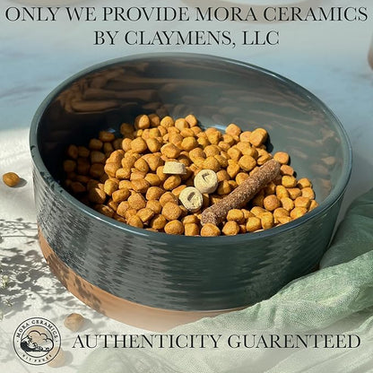 Mora Ceramic Pet Bowl - Large Food/Water Dish for Large Dogs, Cats, Great Dane, Mastiff - 50oz or 8 Cups - Basic Bowls - Charcoal