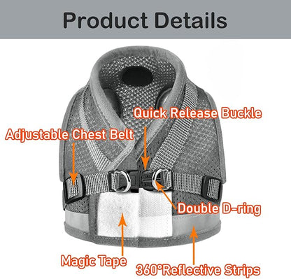 Cat Harnesses and Puppy Harness with Leashes Set, Escape Proof Cat Harness, Adjustable Reflective Soft Mesh Vest Fit Puppy Kitten Rabbit Ferrets's Outdoor Harness