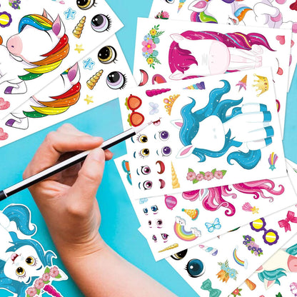 48 Sheets Make Your Own Unicorns Stickers for Kids Toddlers, Make a Fantasy Face Stickers for Girls Birthday Party Favors Activities, Valentines Day Gifts for Kids Classroom