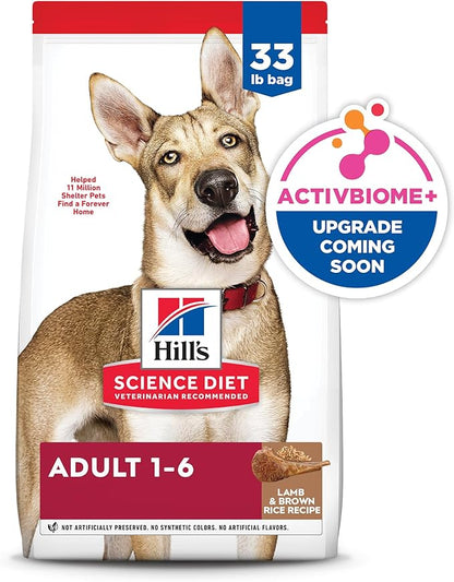 Hill's Science Diet Adult 1-6, Adult 1-6 Premium Nutrition, Dry Dog Food, Lamb & Brown Rice, 33 lb Bag