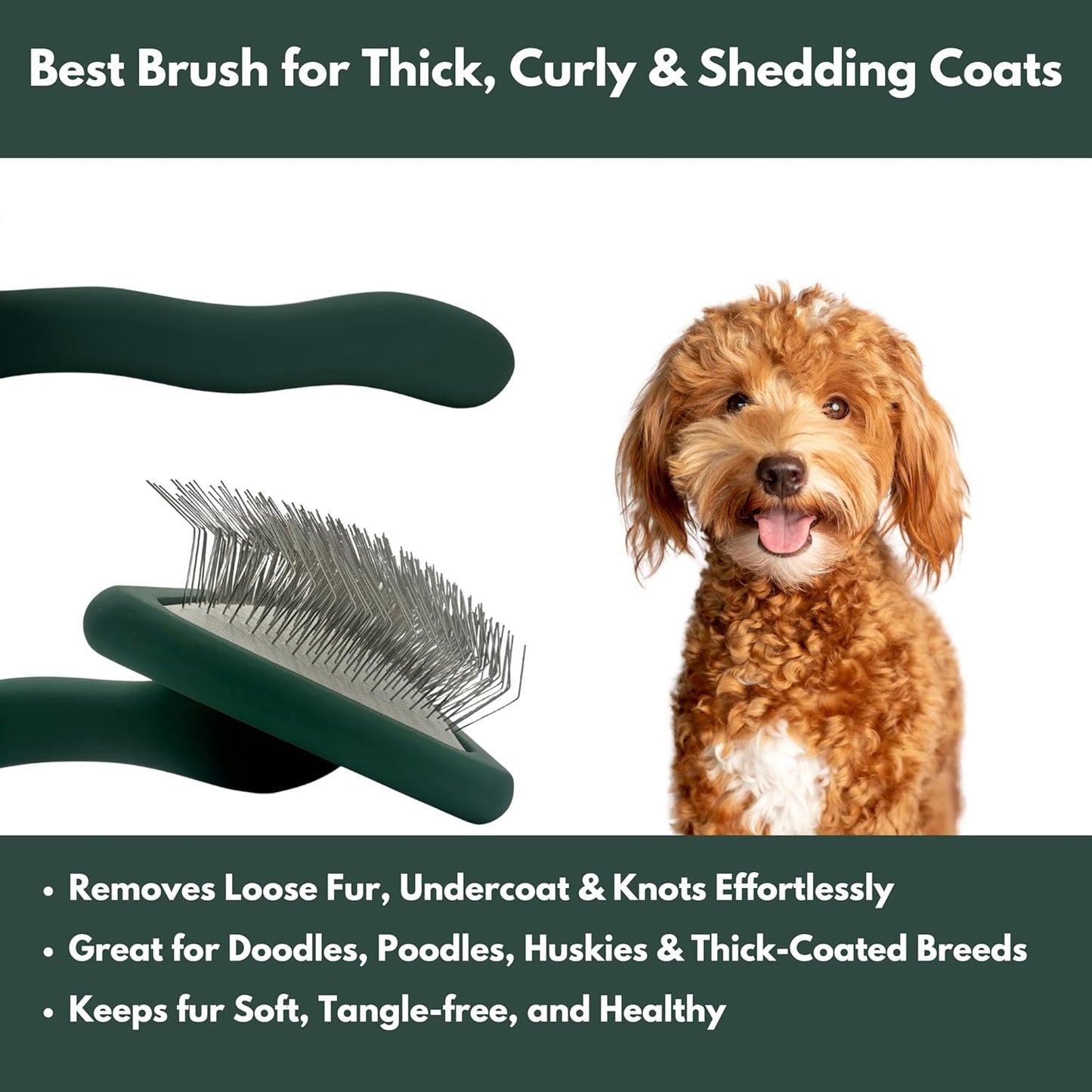 Premium Dog Slicker Brush – Doodle Grooming Brush for Long Haired Dogs - Goldendoodle, Labradoodle, Poodle & Golden Doodle – Ideal for Wavy & Curly Hair - Detangles & Fluffs Curly, Double Coats
