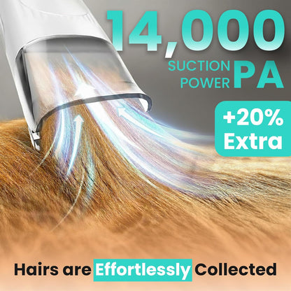 Dog Grooming Vacuum for Shedding, 5-in-1 Pet Grooming Kit with Dog Clippers for Grooming, 14,000Pa Powerful Suction, 4.5L Dust Cup, Quiet Pet Hair Vacuum Cleaner for Cats & Dogs Grooming