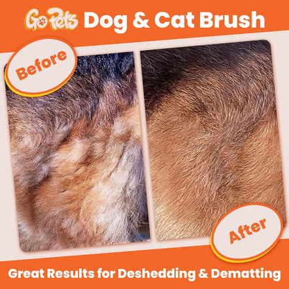 GoPets Double-Sided Dematting Tool & Deshedding Brush for Dogs & Cats, Pet Friendly Undercoat Rake for Shedding, Mat Remover for Long & Thick Coats, Dog Comb for Grooming, Cat Hair Detangler