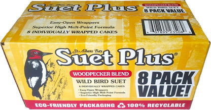 ST. ALBANS BAY SUET PLUS Bird Suet Variety Packs | 11 oz. Bird Suet Cakes | (Woodpecker, 8 Pack)