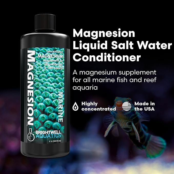 Brightwell Aquatics Magnesion Liquid Salt Water Conditioner - Concentrated Magnesium Supplement for Reef and Marine Aquariums, 33.8 fl oz