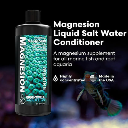 Brightwell Aquatics Magnesion Liquid Salt Water Conditioner - Concentrated Magnesium Supplement for Reef and Marine Aquariums, 33.8 fl oz