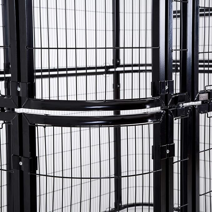 Large Black Walk in Bird Cage Parrot Macaw with Red Cover Top Parakeet Finch Budgie Lovebird Aviary Pet House Heavy Duty Big