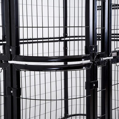 Large Black Walk in Bird Cage Parrot Macaw with Red Cover Top Parakeet Finch Budgie Lovebird Aviary Pet House Heavy Duty Big