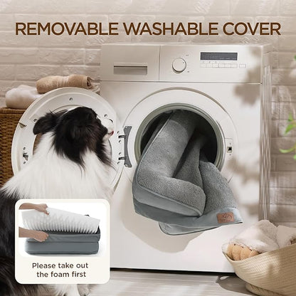 Bedsure Self Warming Orthopedic Dog Beds Large Sized Dog - Washable Large Dogs Bed Waterproof, Big Comfort Dogs Couch Sofa with Removable Cover, Supportive Foam Pet Bed with Nonskid Bottom, Grey