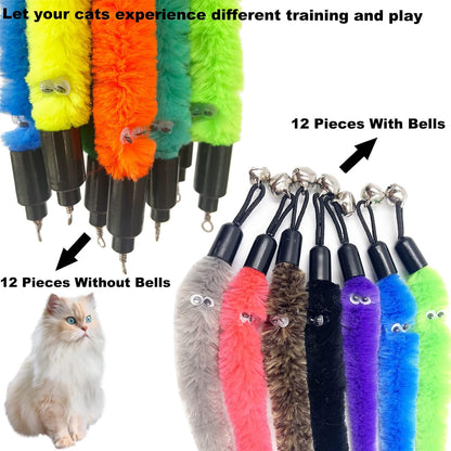 Cat Toy Worm Refills, 24 Pieces Interactive Cat Wand Attachments Worms Toy for Indoor Cats