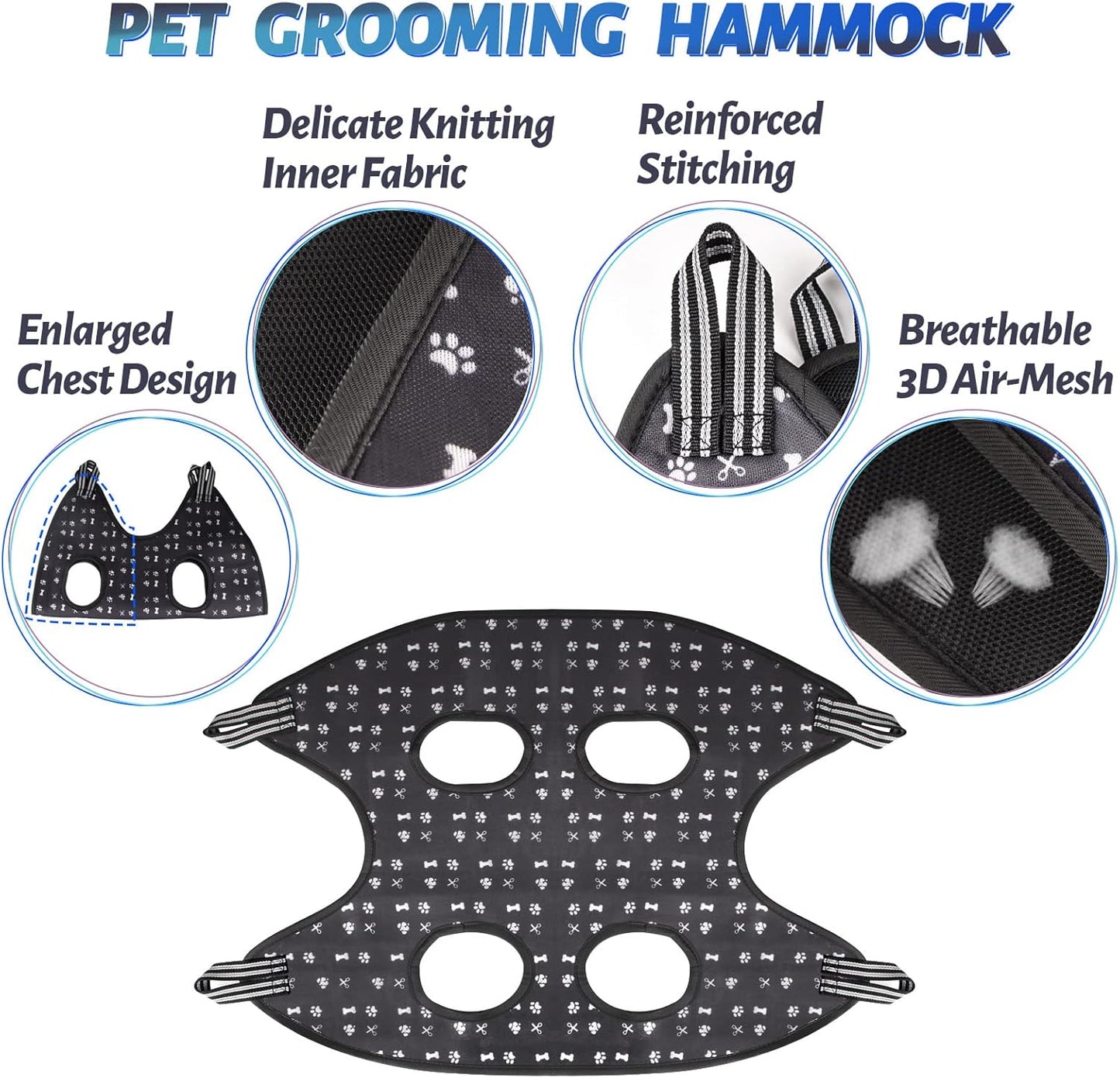 Pet Dog Grooming Hammock Harness for Nail Trimming (M 40lb), Dog Sling for Cutting Nail, Dog Hanging Holder Hanger for Clipping Nail with Nail Clippers, Nail File, Pet Comb