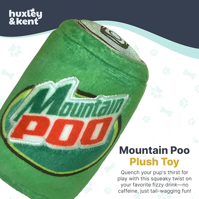 Huxley & Kent Funny Dog Toy w/Squeaker – Power Plush Squeaky Dog Toys for Small, Medium & Large Dogs – Soft Stuffed Animal for Indoor Play & Fetch - Mountain Poo, Large