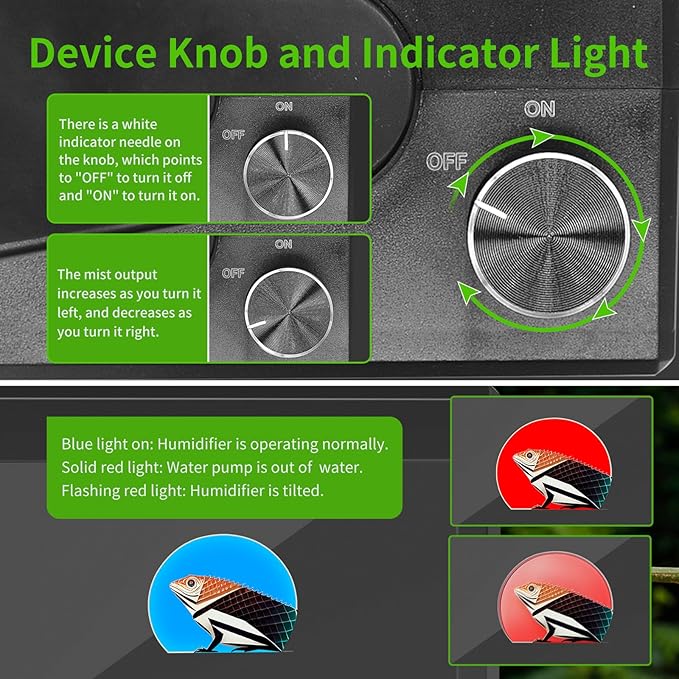 Reptile Fogger Humidifier for Glass Terrariums, Auto-Refill Misting System with Timer, Suitable for Reptiles/Amphibians/Grow Tents