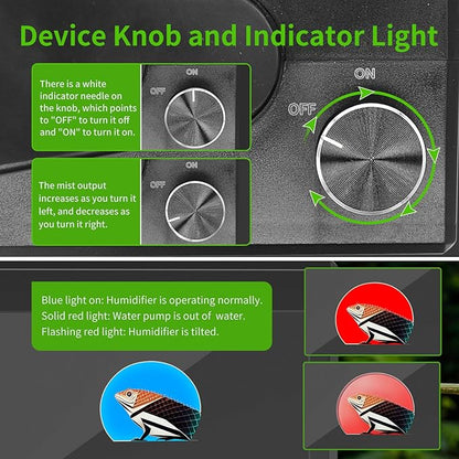 Reptile Fogger Humidifier for Glass Terrariums, Auto-Refill Misting System with Timer, Suitable for Reptiles/Amphibians/Grow Tents