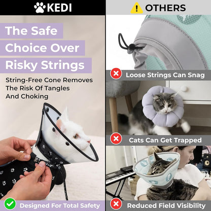 Cat Recovery Cone Kit Post Surgical Soft Pet Vest, Collar, and Non-Irritating Protection Cone for Cats - Comfortable Injury Care Solution (Black, M)