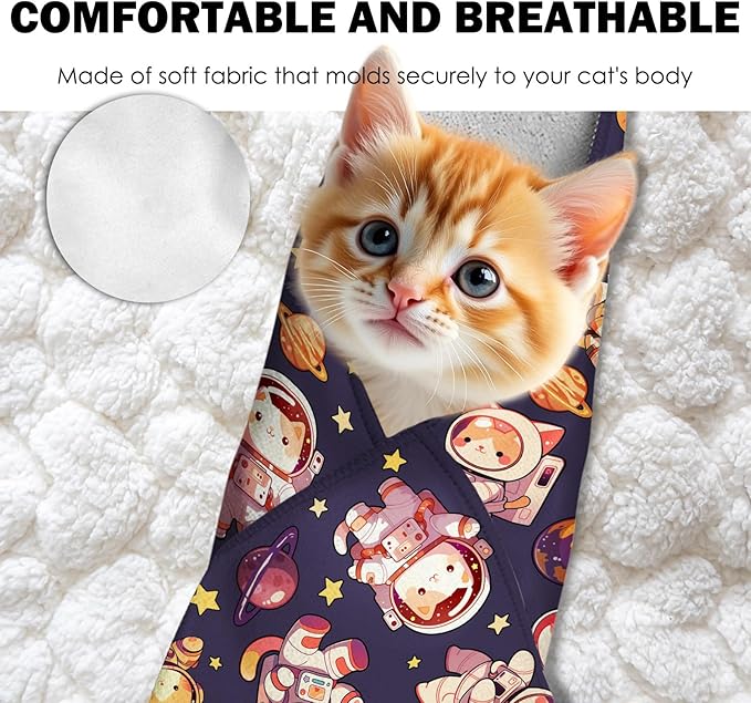 27.6" Cat Grooming Wrap, Self Adhesive Cat Wrap for Cutting Nails, Anti-Escape Calming Cat Swaddle Wrap for Medicine Ear Cleaning, Anti-Scratch Cats Burrito Restraint Blanket, Pet Tool(6-10 lbs)