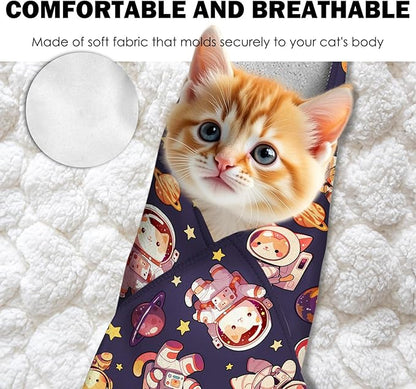27.6" Cat Grooming Wrap, Self Adhesive Cat Wrap for Cutting Nails, Anti-Escape Calming Cat Swaddle Wrap for Medicine Ear Cleaning, Anti-Scratch Cats Burrito Restraint Blanket, Pet Tool(6-10 lbs)