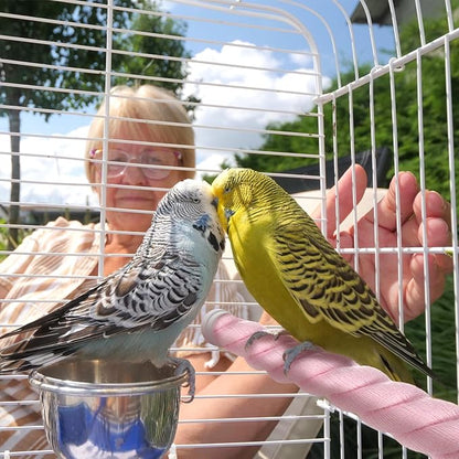 1-Pack Rope Perches for Bird Cages, 31.5 in Length Comfort Grip Flexible Rope Perch Beak & Paw Grinding for Parrots/Cockatiels/Parakeets, Bird Platform Sand [Pink]