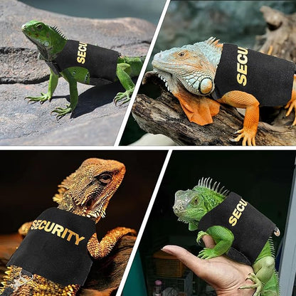 Bearded Dragon Harness and Leash Set - Security-Style Escape Proof Adjustable Reptile Lizard Vest with 5 ft Short Leash for Walking Outdoor (Costume Vest Design)