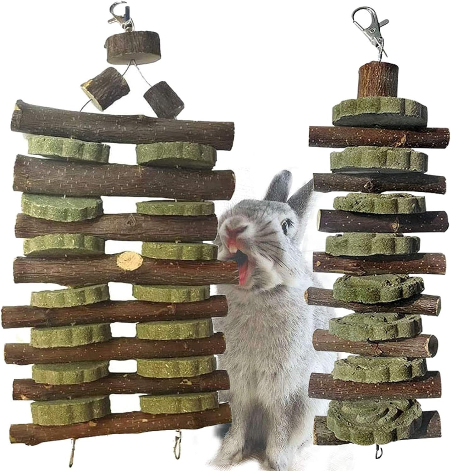 Hamiledyi Bunny Chew Toy for Teeth,Guinea Pig Natural Organic Fruitwood Sticks with Grass Cake for Rabbits,Chinchillas,Gerbils, Squirrels, Hamsters, Chewing/Improve Dental Health