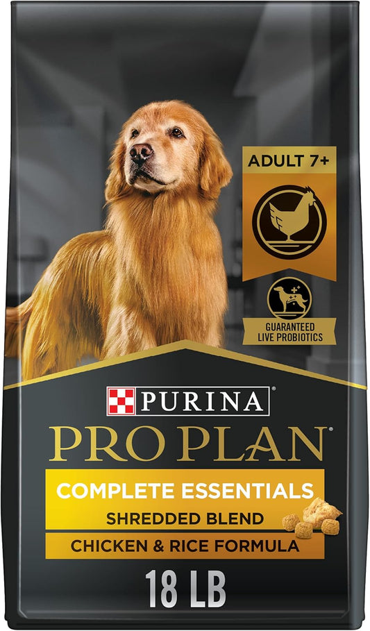 Purina Pro Plan Senior Dog Food With Probiotics for Dogs, Shredded Blend Chicken & Rice Formula - 18 lb. Bag
