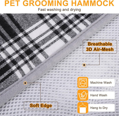 BEAUTYZOO Dog Grooming Hammock, Small Dog Sling for Nail Trimming, Dog Hanging Harness for Claw Care with Thick Fabric Neck Support Wide Strap Restraint Cat Grooming Hammock, Black S