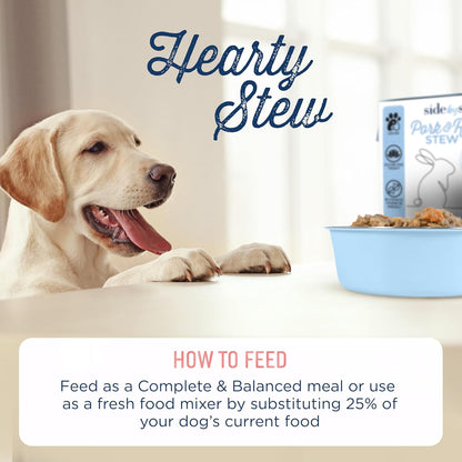 Side by Side Pork & Rabbit Stew - Cooling Wet Dog Food & Dog Food Topper for All Breeds - Made with Nutrients & Whole Raw Ingredients - No Artificial Additives or Fillers - USA Made (12.5 oz, 6-Pack)