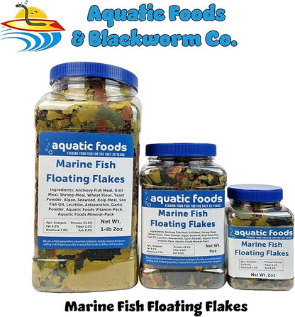 Aquatic Foods Inc. Marine Fish Premium Flakes for All Marine & Tropical Fish. Aquatic Foods Premium Flakes…2oz Small Jar