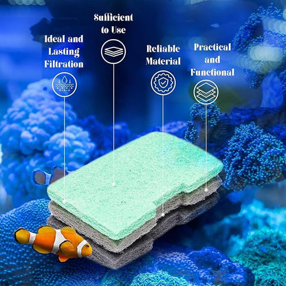 52 Pcs Replacement Filter Media Kit Compatible with Fluval 406/407 Aquarium Filters Include 12 Biological Foams Ammonia Remover Phosphate Pads Nitrite Remover, Towel and Grease
