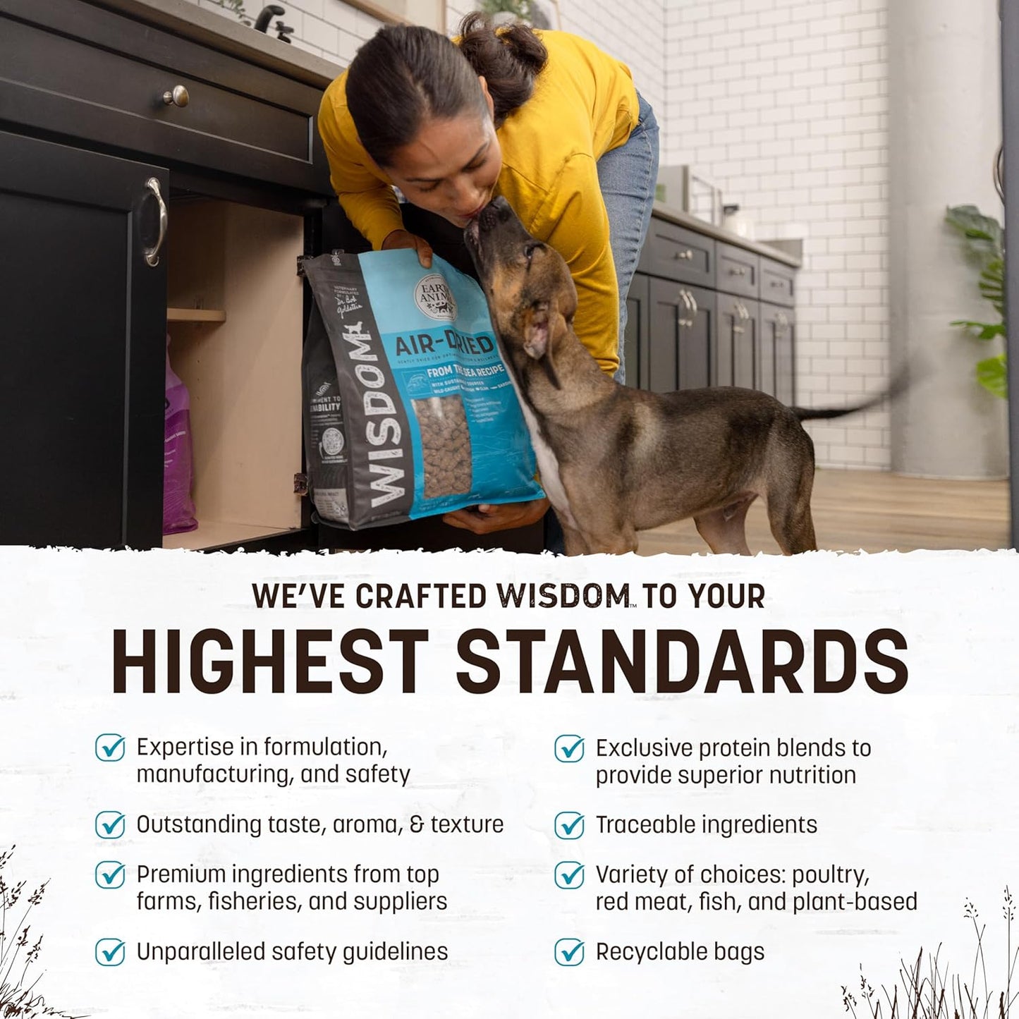 Earth Animal Wisdom Air Dried Dog Food - from The Sea Recipe Premium Natural Dry Dog Food for All Breeds & Ages - 8 Lbs Bag