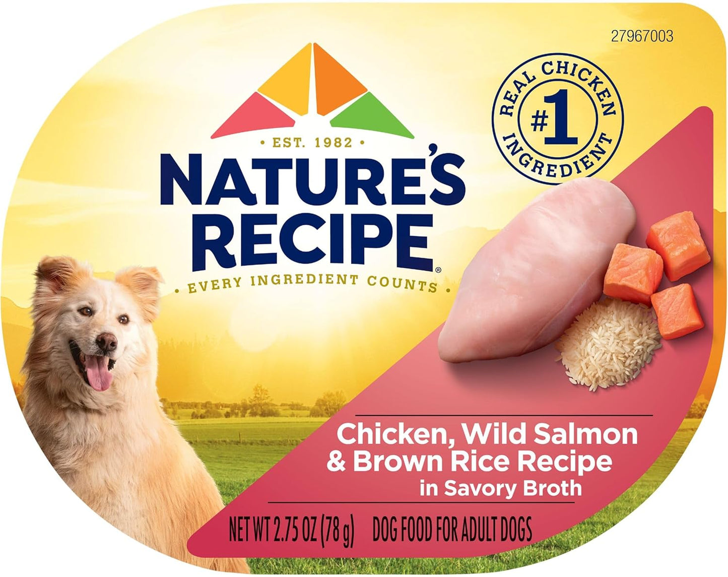 Nature's Recipe Wet Dog Food, Chicken & Wild Salmon in Broth Recipe, 2.75 Ounce Cup (Pack of 12)