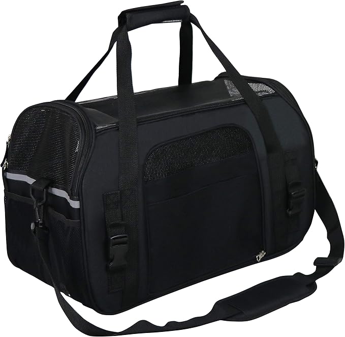 EliteField Soft Sided Pet Carrier (3 Year Warranty, Airline Approved), Multiple Sizes and Colors Available (Large: 19" L x 10" W x 13" H, Black)
