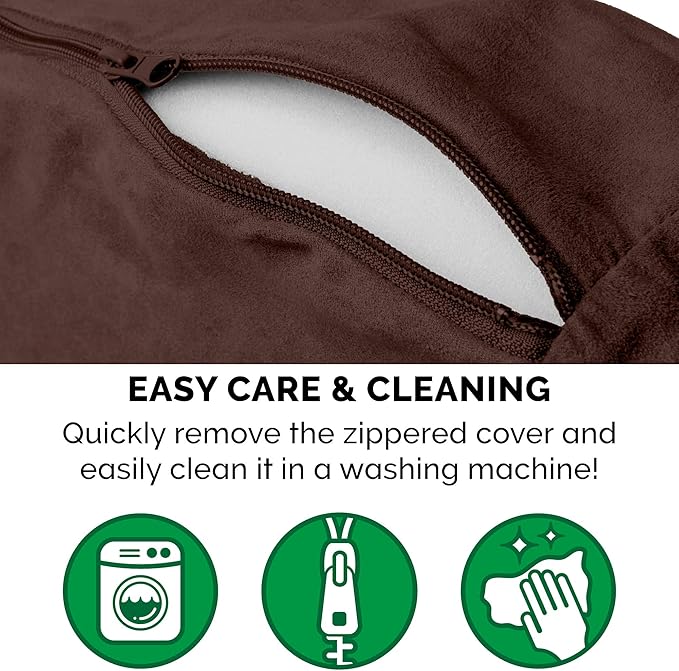 Furhaven 35" Round Orthopedic Dog Bed for Large/Medium Dogs w/ Removable Washable Cover, For Dogs Up to 50 lbs - Sherpa & Suede Snuggery - Espresso, 35-inch