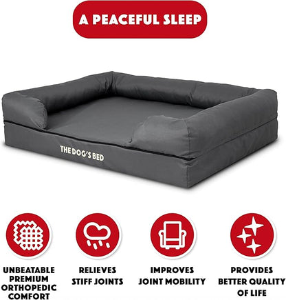 The Dog’s Bed Large Grey with Black Trim, Waterproof, Veterinary Grade Memory Foam, Pain Relief: Arthritis, Hip & Elbow Dysplasia, Post Surgery, Supportive, Washable Cover