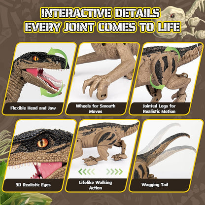 Dinosaur Toys for Kids 3-5, 5-7, 8-12, 2.4GHz Remote Control Dinosaur with Walking, Realistic Sounds, Demo Mode, Rechargeable Jurassic Toys for Birthdays, Parties, Children’s Day