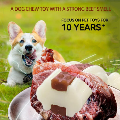 Dog Toys for Aggressive Chewers, 2 Pack Nylon Durable Dog Bones with Real Beef Flavor for Large/Medium/Small Breeds Pet Chew Toys