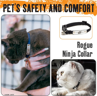 Naruto Breakaway Cat Collars for Girl & Boy Cats | Officially Licensed Naruto Shippuden Hidden Leaf Village Pet Accessories & Gifts, (8.5” to12”) Adjustable Cute Kitten Collar with Bell (Red, Rogue)
