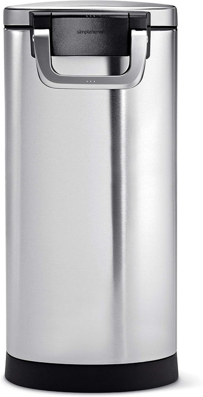 simplehuman 30 Liter, 32 lb / 14.5 kg Large Pet Food Storage Container for Dog Food, Cat Food, and Bird Feed, Brushed Stainless Steel