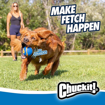 Chuckit Ultra Squeaker Dog Ball - Extra Large Bouncy and Squeaky Pet Toy for Dogs 100+ lbs - Floats on Water - Durable Rubber - Size XL - 3.5" Diameter - Pack of 1