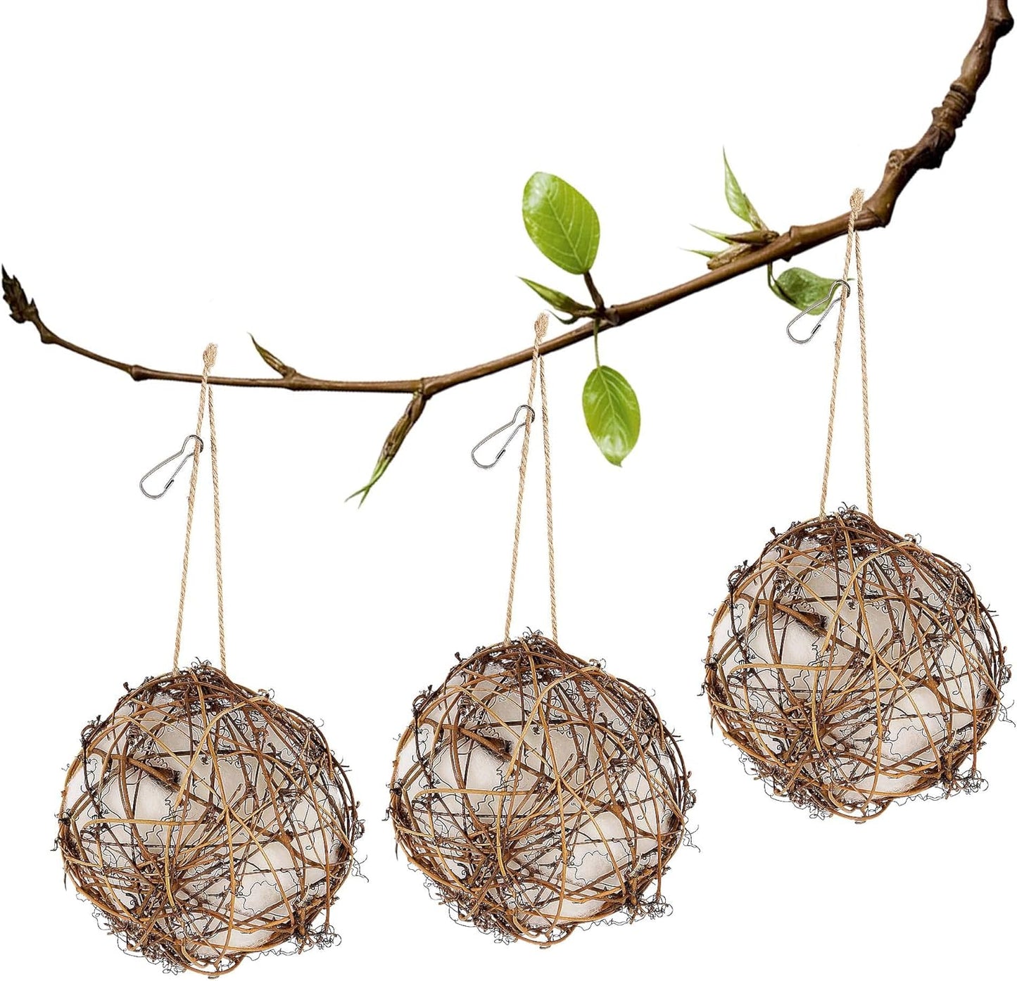 winemana Set of 3 Globe Hummingbird Nesters, Full of Bird Nesting Materials, Design for Bird Lovers, Idea Bird Gifts in Outdoor Indoor Patio Garden